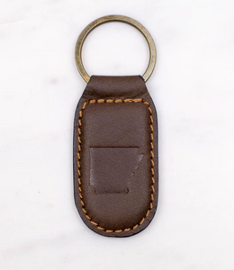 Arkansas Leather Embossed Keychain