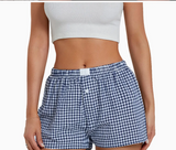 Gingham Pull on Boxer/Navy
