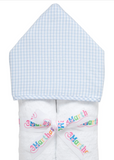 Big Check Everykid Hooded Towel, Blue