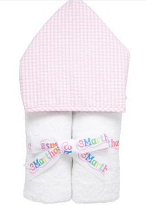 Big Check Everykid Hooded Towel, Pink