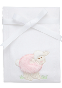 Lamb Applique Burp, Pink