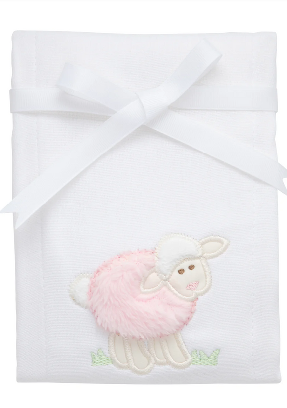 Lamb Applique Burp, Pink