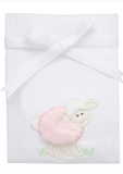 3 Marthas Lamb Applique Burp, Pink