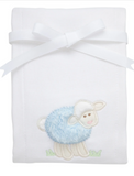 Lamb Applique Burp, blue