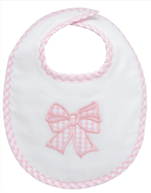 Bow Applique Basic Bib, Pink