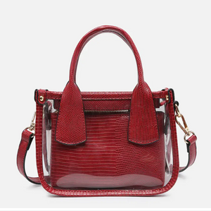 Stacey Clear Satchel with Inner Bag Dark Red
