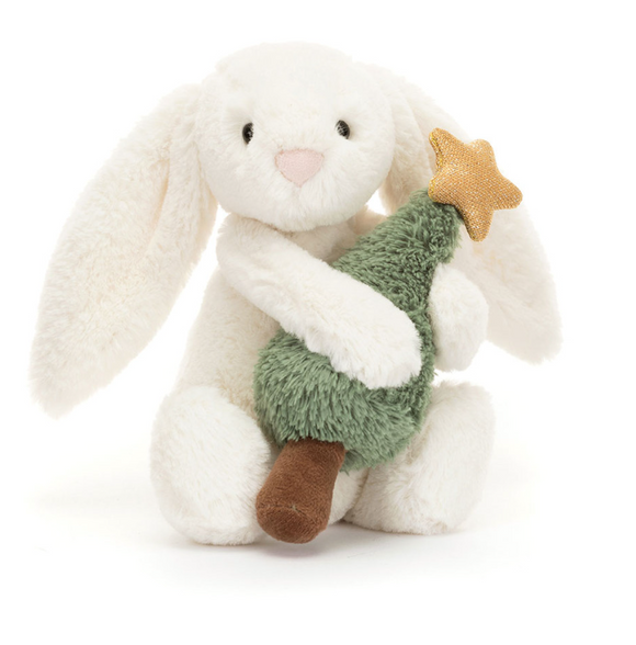 Jellycat Bashful Bunny with Christmas Tree