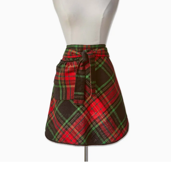 Christmas Plaid Hostess Half Apron