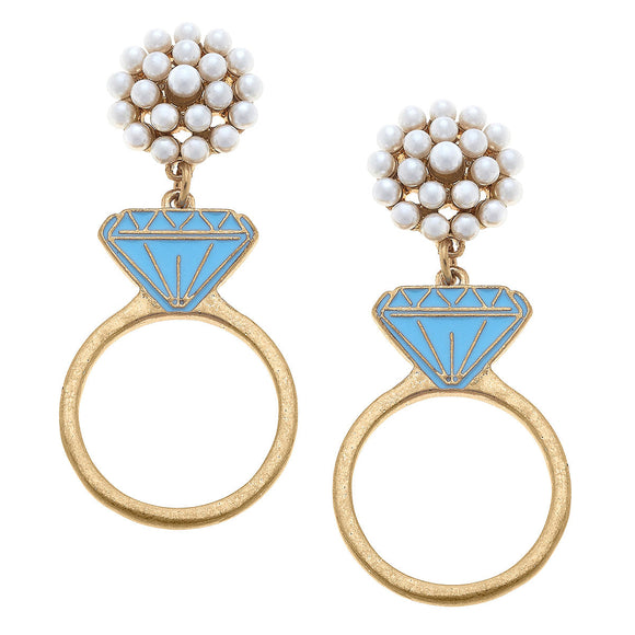 Harlowe Enamel Engagement Ring Earrings