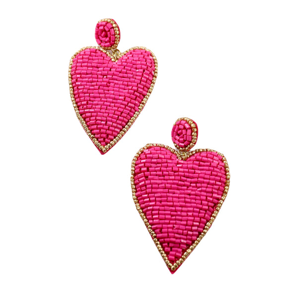 Lovely Heart Beaded Earrings