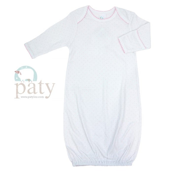 Mini Dot Gown - Pink & White